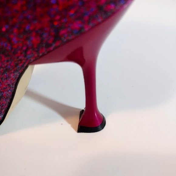 NEW MARC FISHER Shiny Glitter Purple Party Club Ankle Boots - Picture 3 of 4